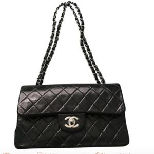 Chanel Lambskin Silver Hardware Double Flap Purse